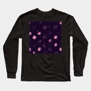 Pink moon phases v2 Long Sleeve T-Shirt